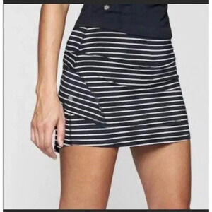 Athleta Womens Stealth Tennis Athletic Skort Skirt Navy Blue White Stripes Sz L
